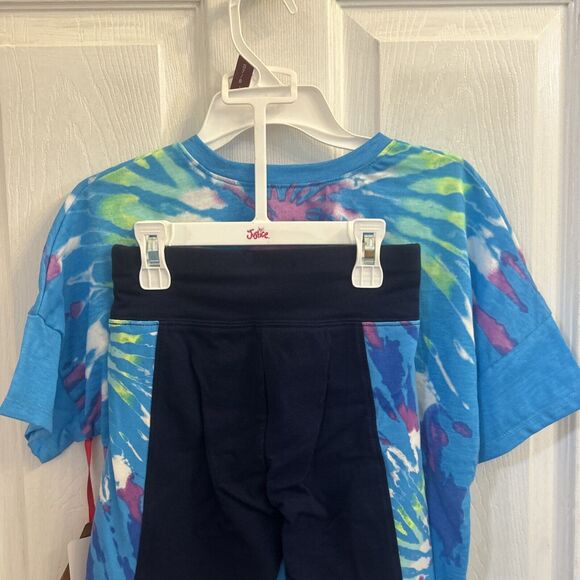 NWT Justice Girls T-shirt+ Short Outfit Set, Size Small (7/8) TIE DYE Turquoise - Picture 12 of 16